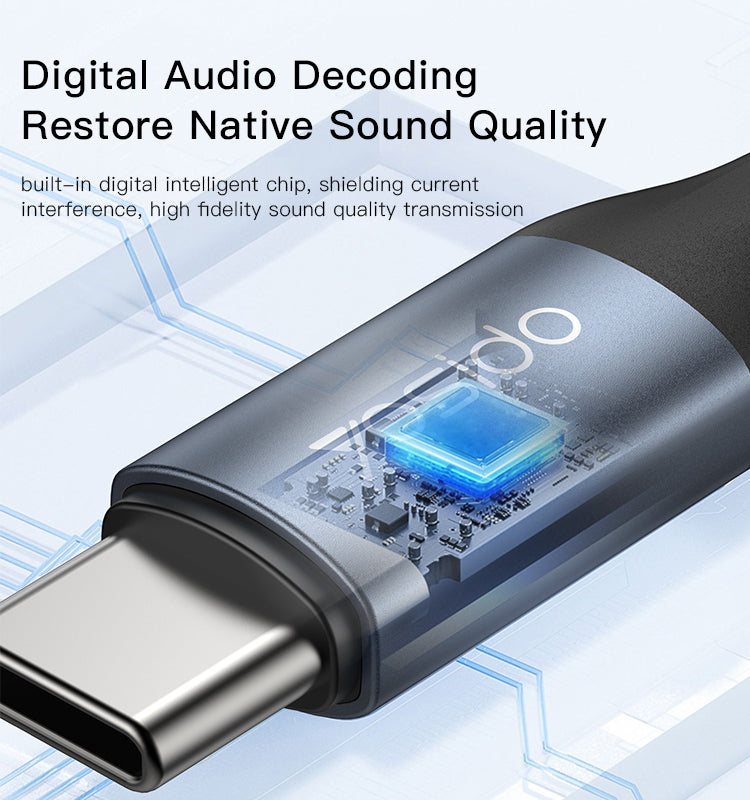 Adattatore Tipo-C maschio e  jack audio AUX da 3,5 mm Cavo per cuffie auricolari Cavo in lega di alluminio e nylon YAU38