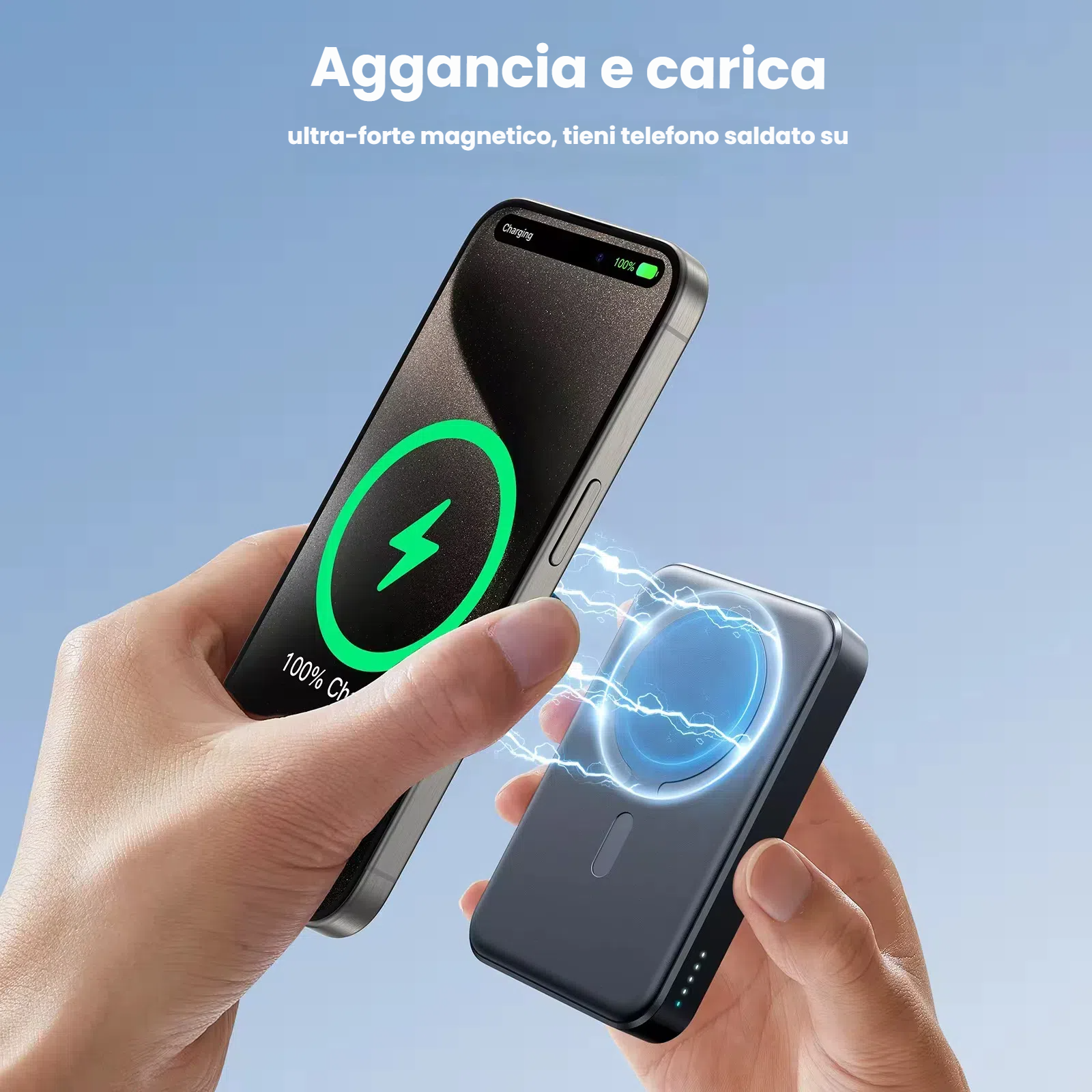 BUNUSS Mag Power Bank 5000 mAh - ultrasottile - ricarica veloce 20W - Compatibile con Mag Safe - Batteria Portatile Senza Fili