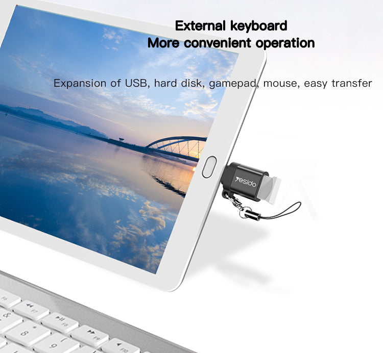 Adattatore da Tipo-C a USB-A OTG, Adatto per trasmissione dati e ricarica.