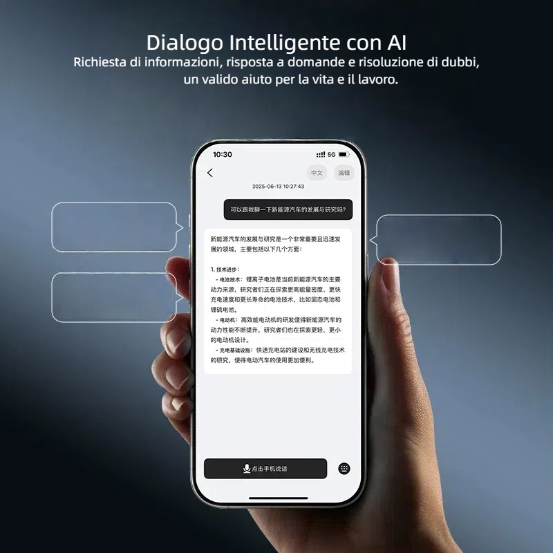 Auricolare intelligente AI con traduzione in 163 lingua.