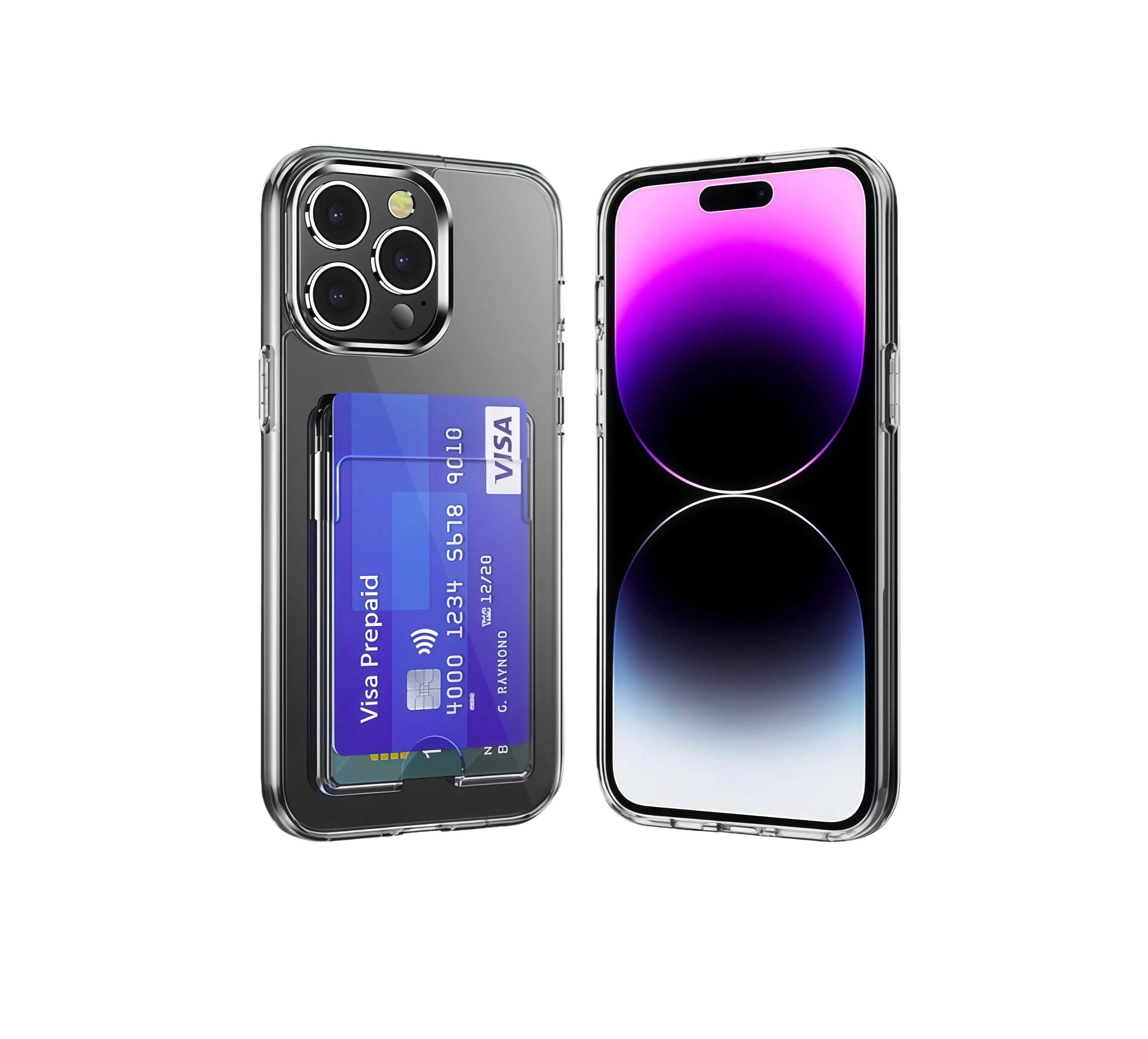 Cover per iPhone trasparente con portacarte.