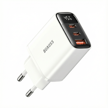Caricabatterie GaN 45W ricarica rapida con protezione intelligente, display che dimostra la potenza di ricarica, con due uscita C e una USB A, adattatore alimentazione per dispositivi. BC3-45CCA
