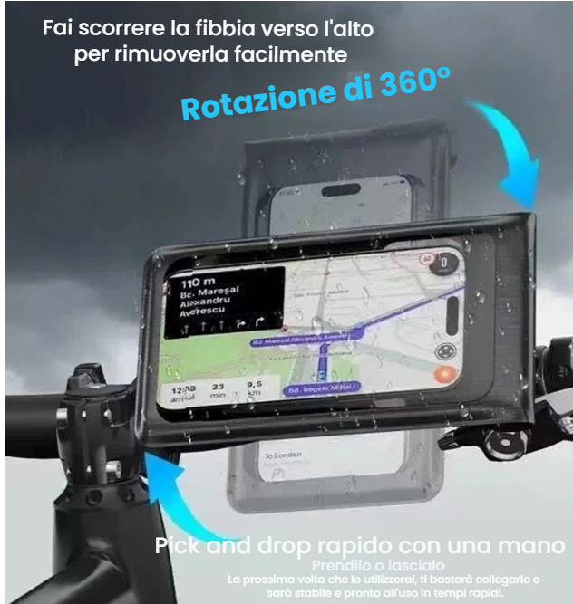 Supporto impermeabile per bicicletta/moto/monopatino