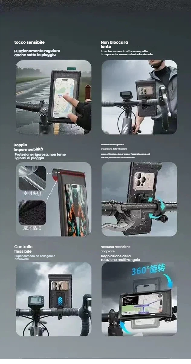 Supporto impermeabile per bicicletta/moto/monopatino