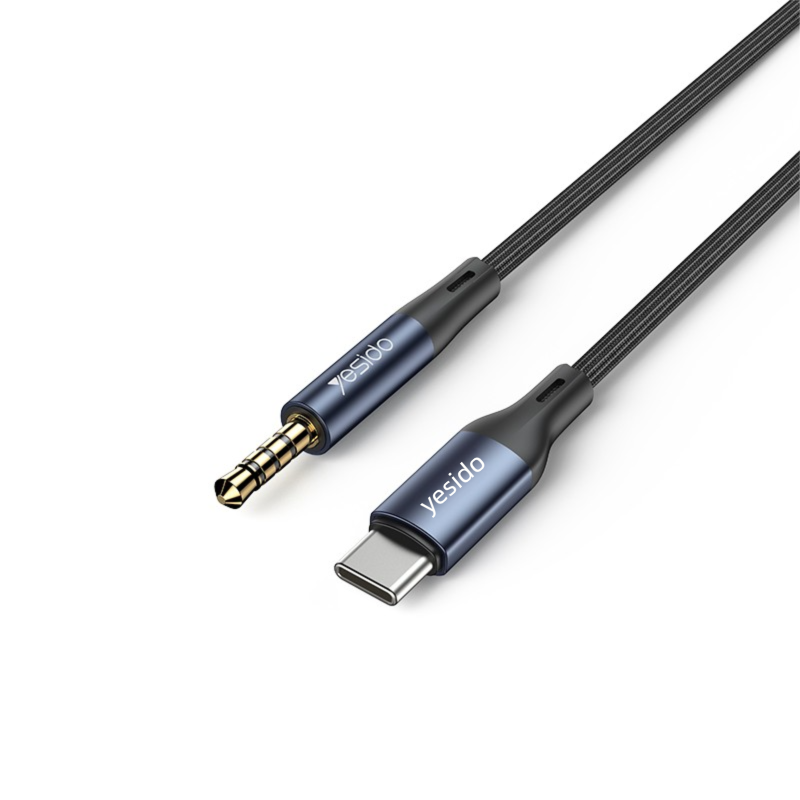 Cavo audio da Type-C a Jack 3.5mm in lega di alluminio con chip ad alte prestazioni integrato, cavo AUX per chiamate HD. YAU42