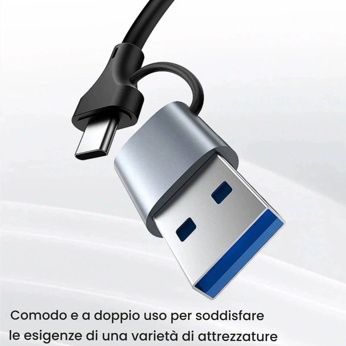 Adattatore 2 IN 1 da USB+USB-C/Type-C a Ethernet, Trasmissione Cablata ada alta velocità a 1000 Mbps. HB26