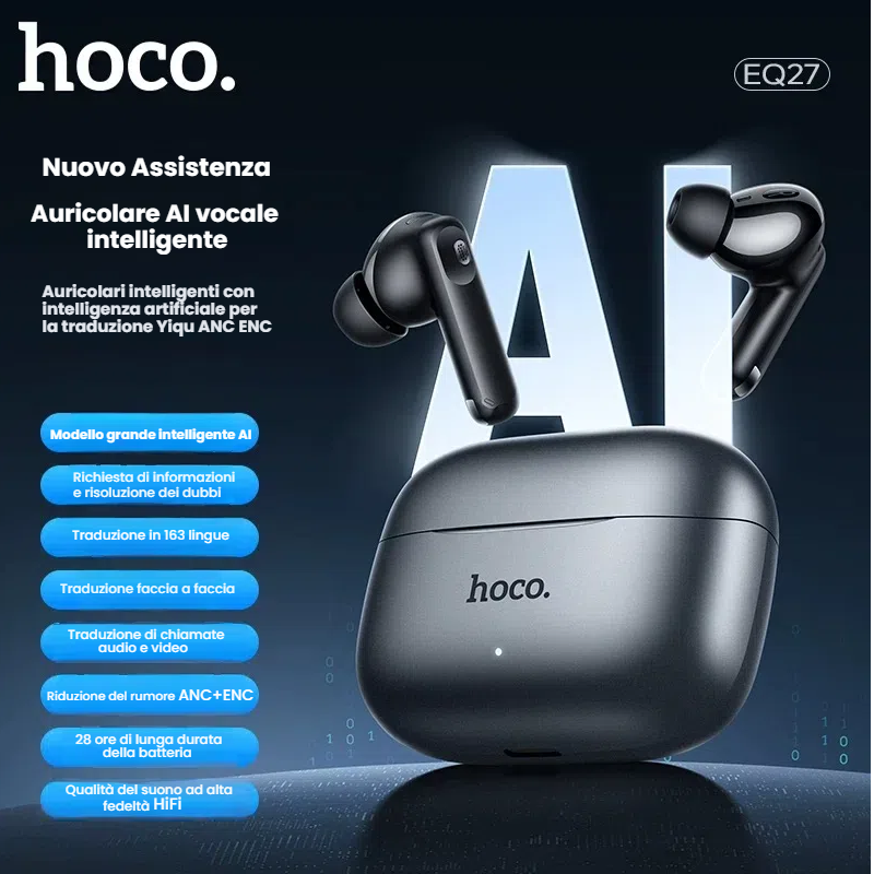 Auricolare intelligente AI con traduzione in 163 lingua.