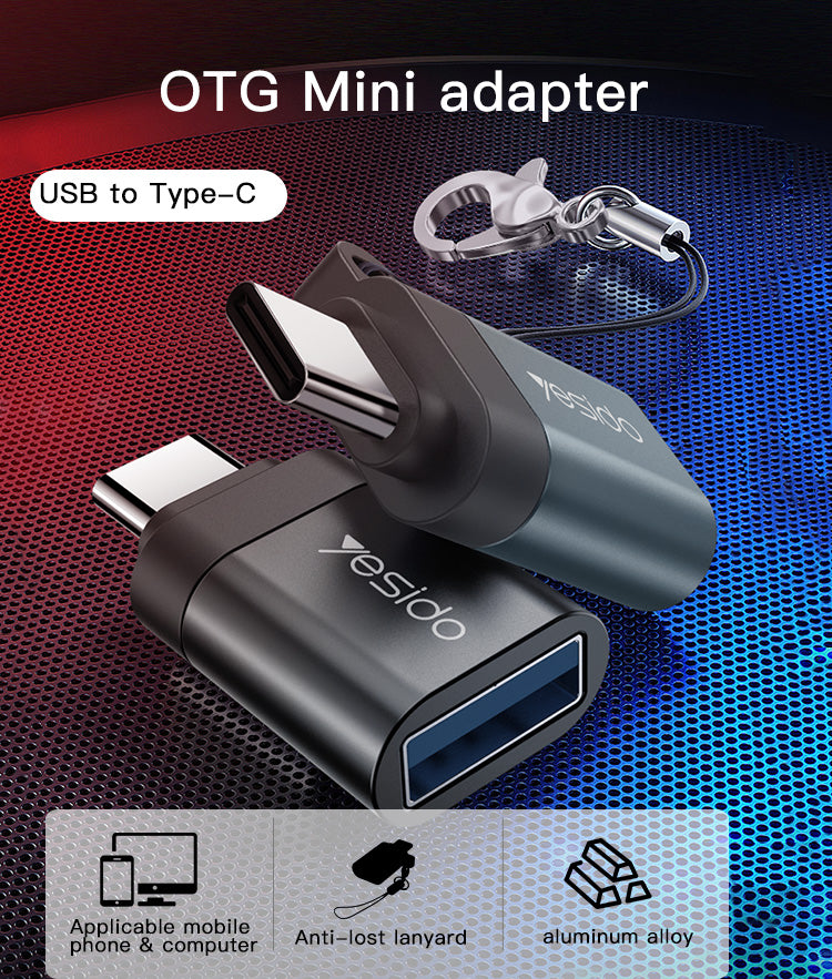 Adattatore da Tipo-C a USB-A OTG, Adatto per trasmissione dati e ricarica.