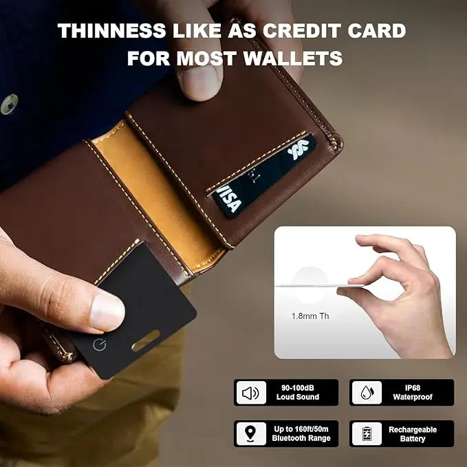 Dispositivo Anti-smarrimento Ultra Slim Ricaricabile Wireless Compatibile con Apple Find My Ideale per Portafoglio Zaino Portachiavi Automezzi Elegante e Sottile 1,7 mm Tracciamento Preciso. smart tracker