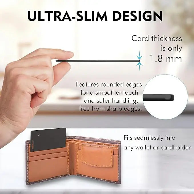 Dispositivo Anti-smarrimento Ultra Slim Ricaricabile Wireless Compatibile con Apple Find My Ideale per Portafoglio Zaino Portachiavi Automezzi Elegante e Sottile 1,7 mm Tracciamento Preciso. smart tracker