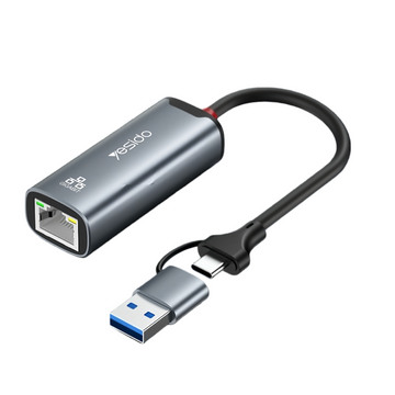 Adattatore da USB+USB-C/Type-C a Ethernet 2 in 1.