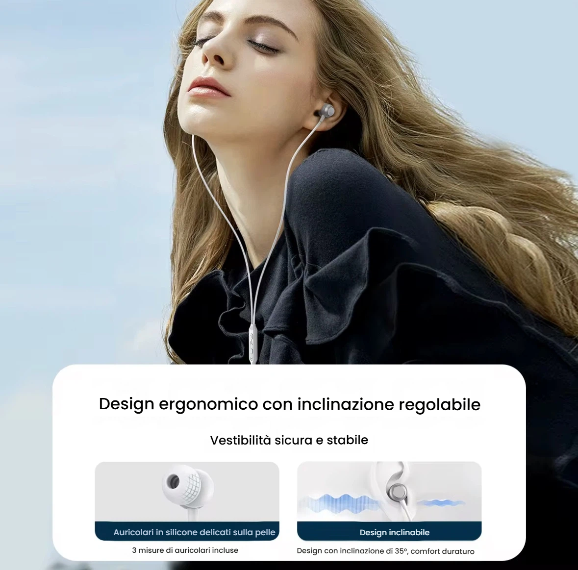 Auricolari In-Ear con Filo a Connettore USB-C, Qualità Audio HiFi con Microfono Integrato, ideare per Android, IOS, Table e Laptop