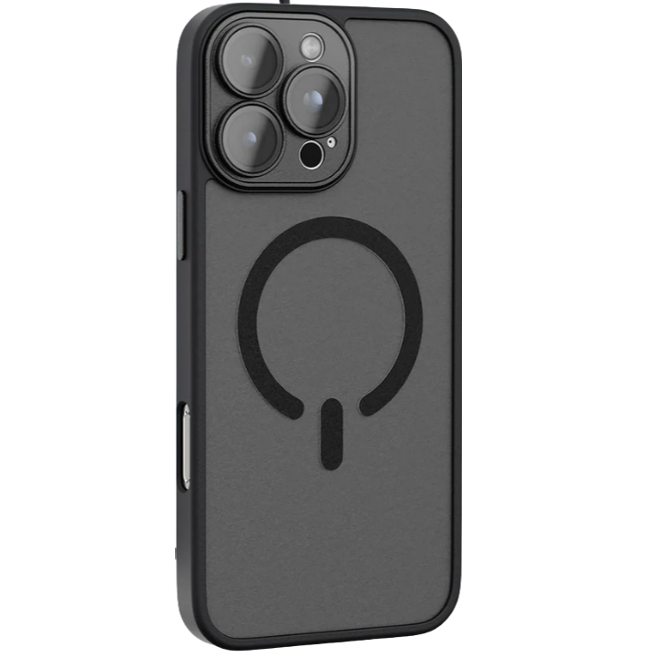 Cover per iPhone Trasparente Effetto Fumé Compatibile con MagSafe Supporto Fotocamera Integrato Design Elegante Moderno Antiimpronta.