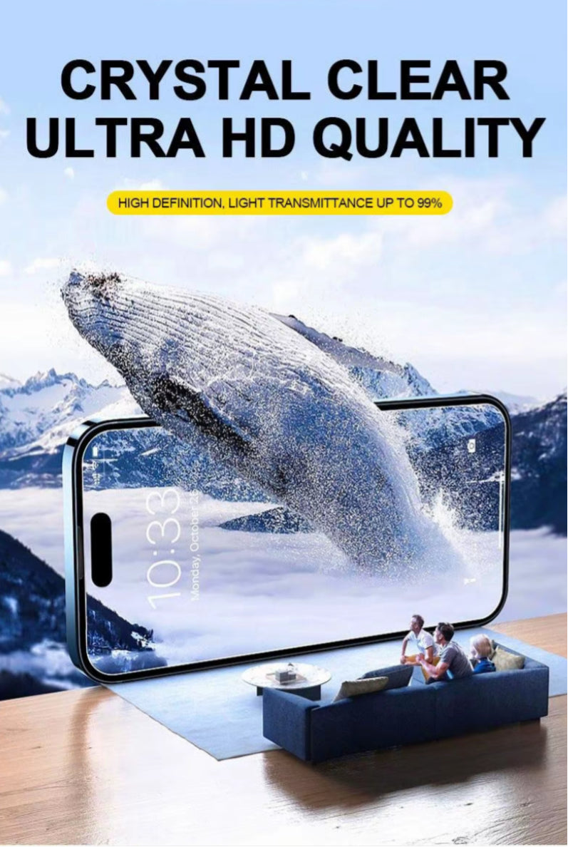 Pellicola in Vetro Temperato Proteggi Schermo - HD ultra trasparente o anti-spia privacy, anti‑polvere, design senza bolle, protezione totale - installazione rapida senza bolle e polvere.