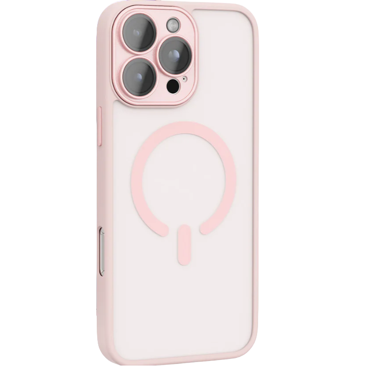 Cover per iPhone Trasparente Effetto Fumé Compatibile con MagSafe Supporto Fotocamera Integrato Design Elegante Moderno Antiimpronta.
